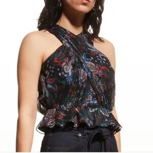Veronica Beard Kailani Metallic Top in Black Multi